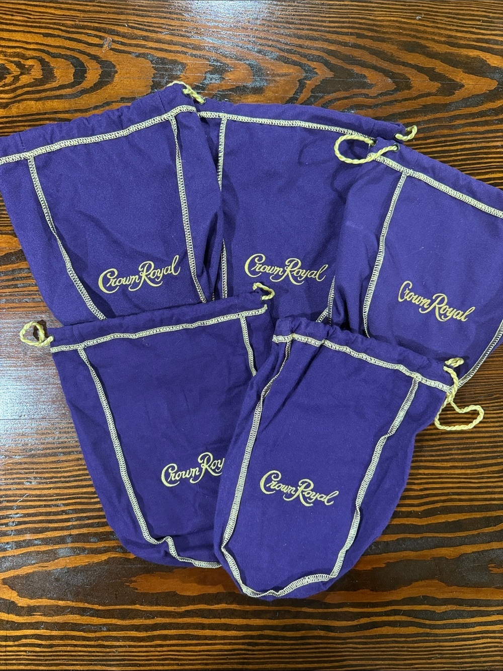 Crown Royal Purple Velvet Drawstring Bags - Set of 5